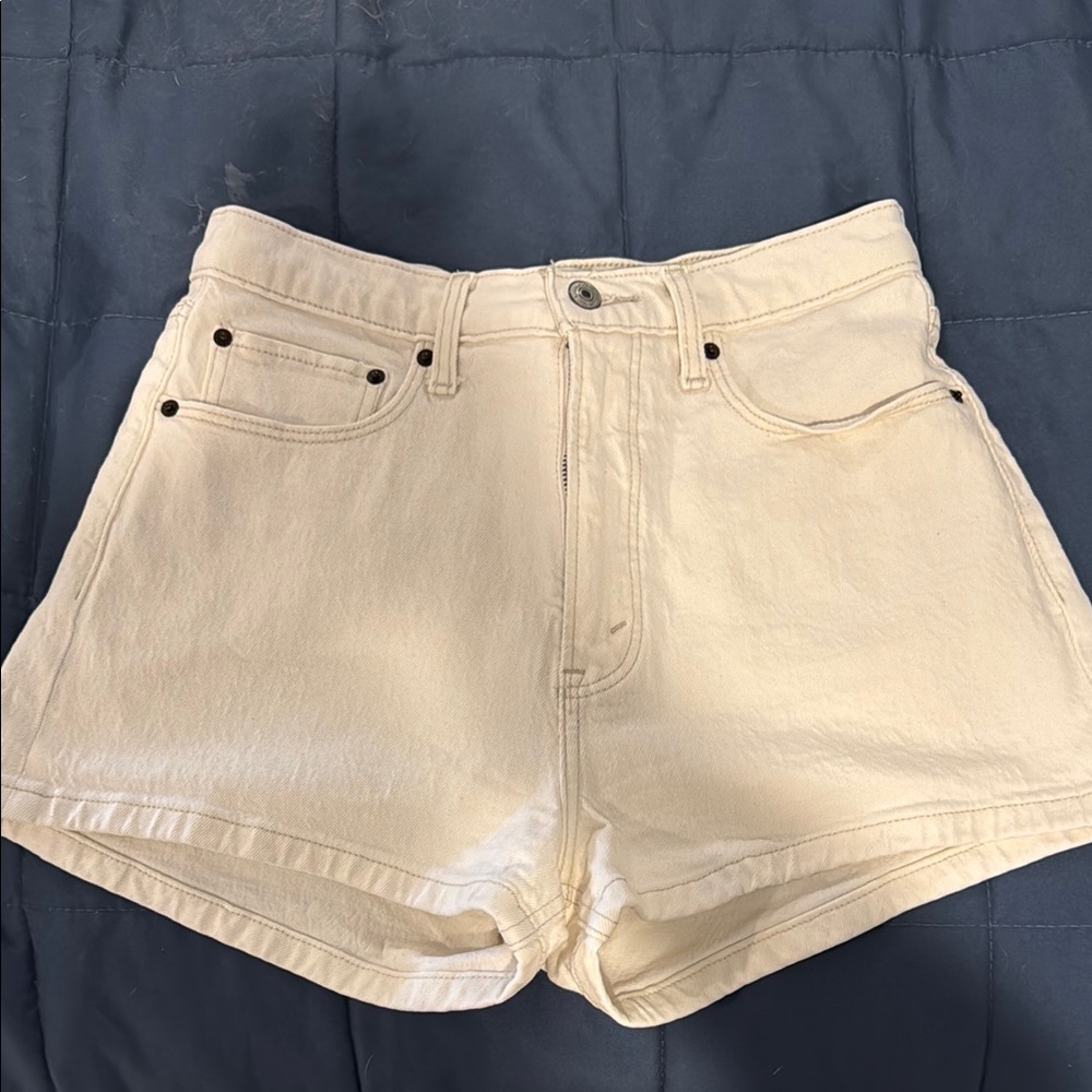 Women's Cream Denim Shorts